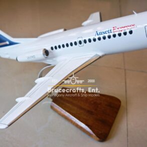 Model of Fokker F28 Ansett Express with detailed craftsmanship.